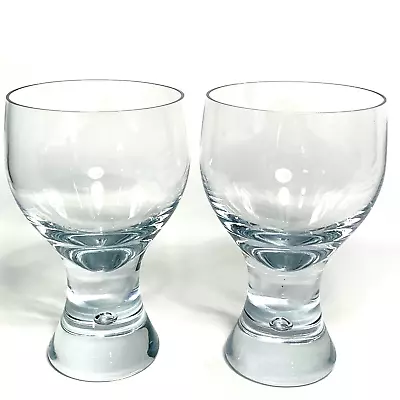 Buy KOSTA BODA RONDO WATER GOBLETS Swedish Crystal Art Glass Wine Bubble Curved-Pair • 187.76£