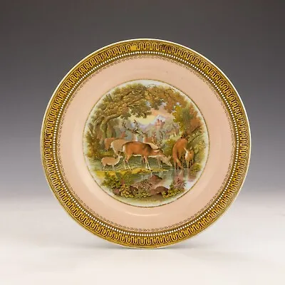 Buy Antique F. R. Pratt Pottery - Deer By River Transfer Decorated Prattware Plate • 14.99£