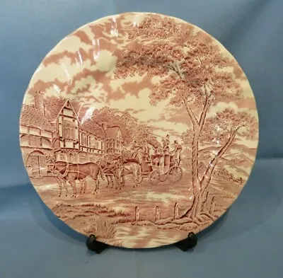 Buy Vintage Crown Clarence Horse & Carriage Coaching Scene Pink Plate 26.5cm • 3.10£