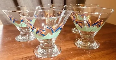 Buy RETRO ART GLASS SUNDAE DISHES X 5 Cocktail Vintage VGC • 16£
