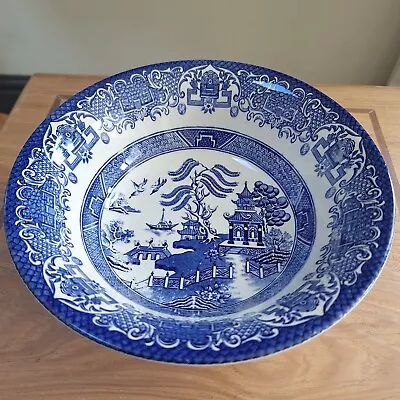 Buy English Ironstone Willow Pattern Serving Bowl Blue White Vintage Tableware • 9.99£