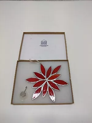 Buy Handmade Stained Glass Snowflakes-Decorative Window Ornaments, (Large, Red). • 15.99£