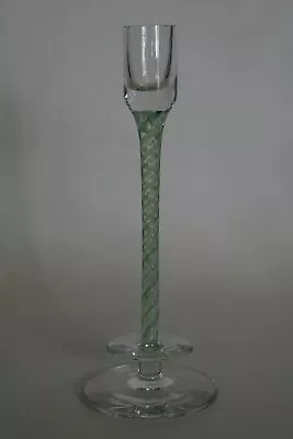 Buy Handmade Tall Candle Holder With Air Twist & Opaque Twist In White & Green Stem • 19.95£