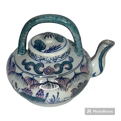 Buy Vintage Chinese Multi Color Floral Lotus Porcelain Teapot Mini Decorative 5  • 17.95£