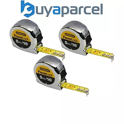 Buy Stanley 5m Powerlock Tape Measure 16ft 3 Riveted 0-33-553 STA033553 Triple Pack • 28.33£