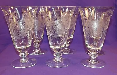 Buy 6 Vintage Fostoria Crystal 6 1/8  Footed Ice Tea Glasses W/ Camellia Etch 12 Oz. • 96.06£