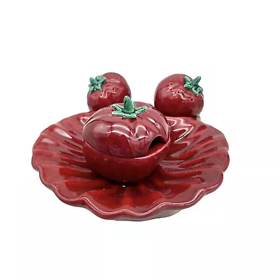 Buy French Vintage Vallauris Pottery Tomato Cruet Set With Tray, Red Majolica (B56) • 49.99£