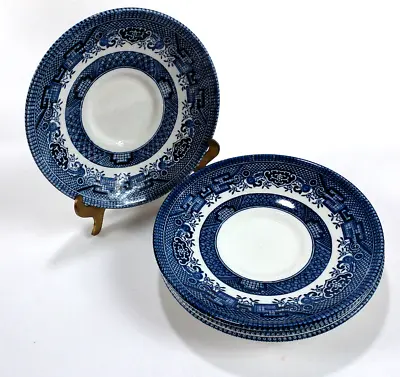 Buy Churchill Blue Willow China Saucers 5 1/2  Made In England Lot Of 4 Vtg • 9.84£