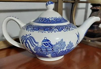 Buy Rare Vintage Woods Ware Blue / White Willow Pattern Round Teapot  • 71.13£