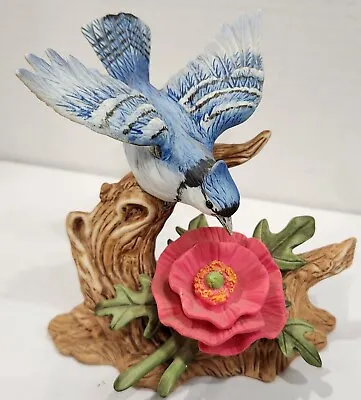 Buy Blue Bird On Branch  Beautiful Flower Springtime Decor Figurine Ceramic • 7.60£