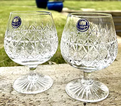 Buy Two Thomas Webb Crystal Wellington Brandy Glasses With Original Stickers • 34£