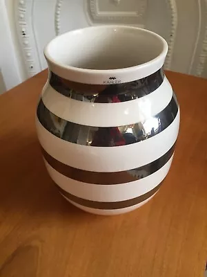 Buy Kähler Design Omaggio Silver Stripe Ceramic Danish Vase, Medium Size • 15£