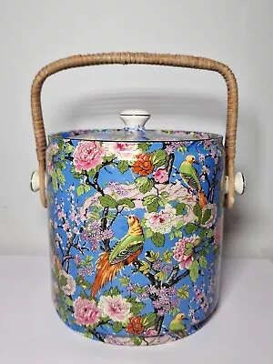 Buy  Antique Crown Ducal Blue Chintz Buscuit Barrel Very Rare 1920s Bamboo Handle  • 120£