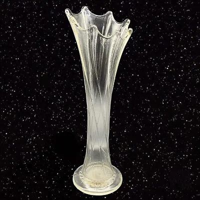 Buy Vintage Clear Art Glass Swung Stretched Vase 11.5”T 4”W • 36.01£