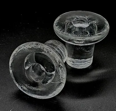Buy 2pc Blenko Art Glass Icey Mushroom Shape Candlestick Holders By Don Shepherd • 40.80£