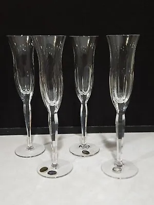 Buy Set Of 4- New Bohemia 24% Pbo Lead Crystal 10.5  Champagne Flute Stem Glasses • 106.85£