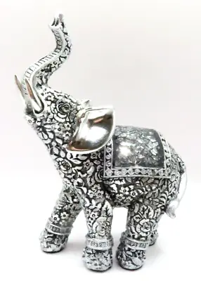 Buy Raised Trunk Elephant Silver Coloured Ornament 16cm Home Decor Gift • 8.95£