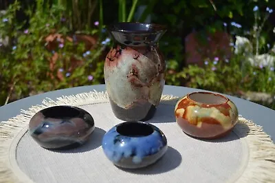 Buy Welsh Ewenny Pottery Vase + 3 Bowls • 16.49£