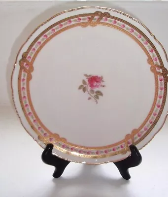 Buy Antique Cauldon Ltd England Rose/Gold Decorated Porcelain Plate (3/1859) • 10£