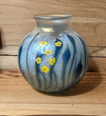 Buy Okra Studio Art Glass Iridescent Vase Flowers Richard Golding 1993 England • 166.03£