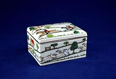 Buy Vintage Crown Staffordshire Hunting Scene Lidded Trinket Box - PERFECT • 32.50£