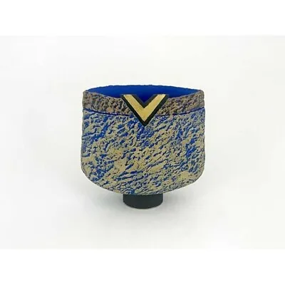 Buy Philip Evans Studio Pottery Spade Form Hand Built Gold Leaf Porcelain Vase 14 Cm • 75£