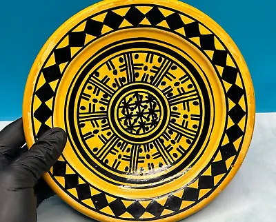 Buy Vintage Safi Moroccan Painted Wall Hanging Plate Black And Yellow Rustic Decor • 10.51£