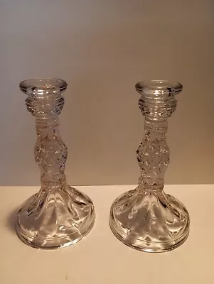 Buy Set Of 2 Vintage Glass Candlestick Holders 1930s To 1950s • 15.50£