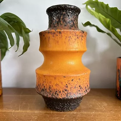 Buy Scheurich Keramik Vase 267-20 Orange Brown Dribble Fat Lava 70s Vintage Retro • 120£