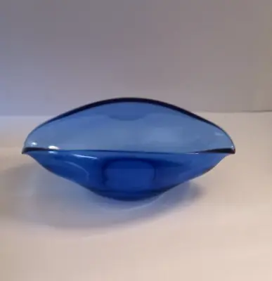 Buy Vintage Mid 20th Century Sowerby Type Blue Art Glass Bowl • 9.50£