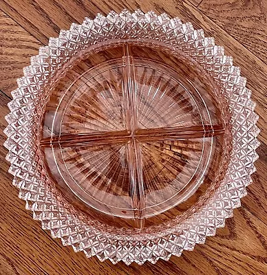 Buy Vintage Anchor Hocking Pink Depression 4 Section Divided Glass Relish Tray • 12.32£