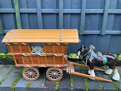 Buy Melba Ware Ceramic Shire Horse Drawn Gypsy Caravan Wooden Model Romany • 99.99£