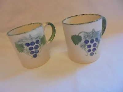 Buy Pair Of Poole Pottery Hand Painted Vineyard Mug Tea Coffee Sponge Ware • 15.99£