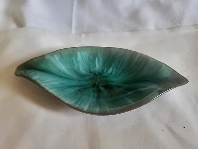 Buy Canadian Blue Mountain Pottery  Turquoise Oval Leaf Dish BMP Studio Pottery  • 12.99£