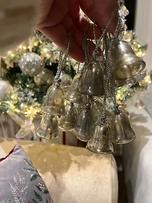 Buy Vintage Christmas Decorations 17 Glass Bell Baubles Tree Hanging Ornaments • 25£