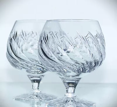 Buy Gorgeous Pair Signed CAITHNESS Lead Crystal Cut Glass Brandy Balloons - 10.5cm • 20£