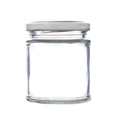 Buy Round Glass Jam Jars, 190ml (8oz) & Lids, Preserves Chutney Honey Pickle Deluxe • 22.99£