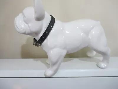 Buy Ornament Large White French Bulldog With Crystal Collar. • 22£