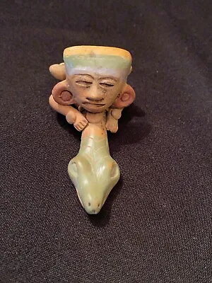Buy Vtg Aztec Mayan Man Snake Effigy Pottery Clay Tobacco Pipe Phallic Tribal  • 33.14£