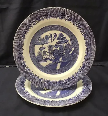 Buy 2xBarratts Of Staffordshire Blue And White  WILLOW  - Dinner Plates 10” • 7.99£