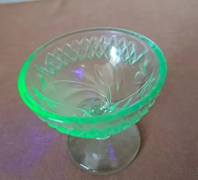 Buy Vintage Green Glass Depression Sorbet Glass 3.5  Glowing Dish • 10.44£