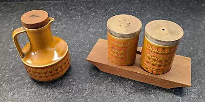 Buy Vintage Hornsea  Saffron Cruet Set, Salt, Pepper And Vinegar  With Teak Stand • 7.95£