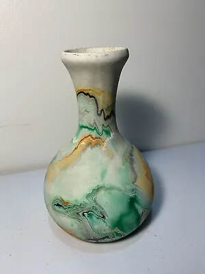 Buy Vintage Nemadji Pottery Vase Orange Green Smoke Gray Swirl USA 6  • 28.88£