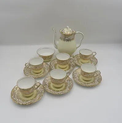 Buy Vintage, Pale Yellow And Gold, Coffee Set By Royal Stafford Bone China, Art Deco • 85£
