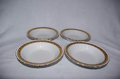 Buy Vintage Burleigh Ware Set Of 4 X 6.5  Dessert Fruit Bowls White With Gold Trim • 15£