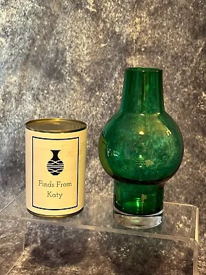 Buy Collectable Vintage Green Coloured Glass Riihimaen Lasi Oy / Riihimaki Vase 18cm • 30£