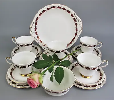 Buy Paragon  Elegance  Tea Set Service. Cups Plates Sugar Bowl. Red Leaves. Vintage. • 34.99£