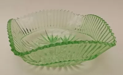 Buy Vintage Art Deco Sowerby Green Uranium Glass Square Dish With Star Centre • 11.99£