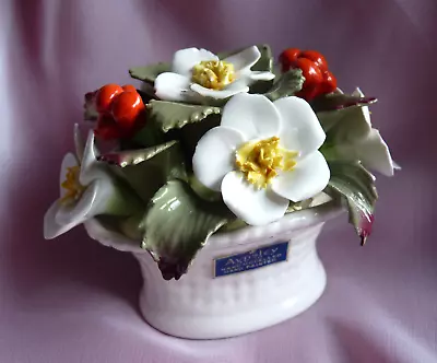 Buy Aynsley Flower Of The Month December Christmas Rose Flower Posy Basket England • 18£