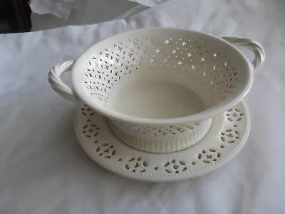Buy Authentic Leedsware Pierced Classical Creamware Berry Basket And Base • 17.99£